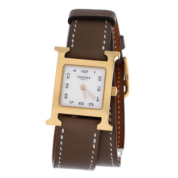 Montre Heure H Double Tour Quartz acier inoxydable et cuir 21